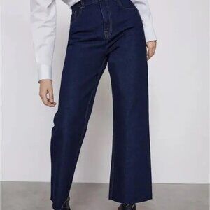 NWT ZARA The Marine Straight Jeans Indigo Blue Wide Leg